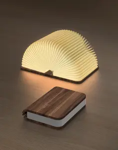 Book Lovers Gifts BookLamp - 3 Color Lights, 1200mAh Battery, Foldable Paper Lamp as Book Decor & Accessories, Magnetic Mood Lighting for Home&Library Decor,Unique Gifts for Women or Friends & Couple's Gifts (Walnut)