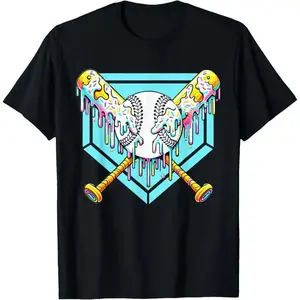 Baseball Drip For Boys Ice Cream Drip Youth Boys Baseball T-Shirt..