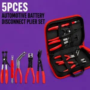 5-piece automotive electrical disconnect kit, high carbon steel 60° connector separator, hose clamp pliers, hose removal tool, wiring terminal remover, automotive repair tools,summervibes, Car Tools, Tools For Mechanics day labor