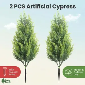 2PCS Mini Green Pine Tree Picks, Artificial Decorative Small Plant with Ground Stake for indoor outdoor  Garden Decor