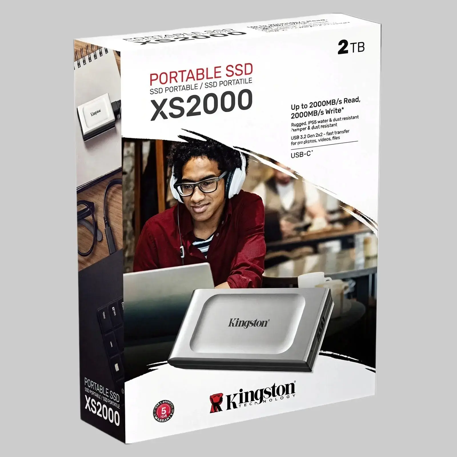 2TB Pocket-sized High Performance Portable SSD with USB-C SX2000/2000G, XS2000