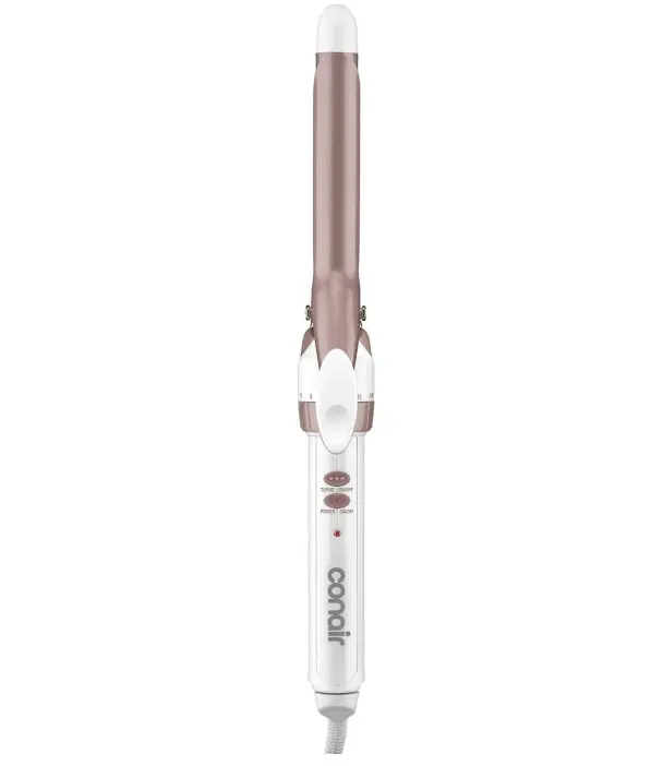 Conair Curling Iron, Double Ceramic, 3/4-in. Width, White/Rose Gold | Hair curler for soft spirals and tight curls, includes 30 heat settings, dual voltage, built-in heat protection, and auto-off