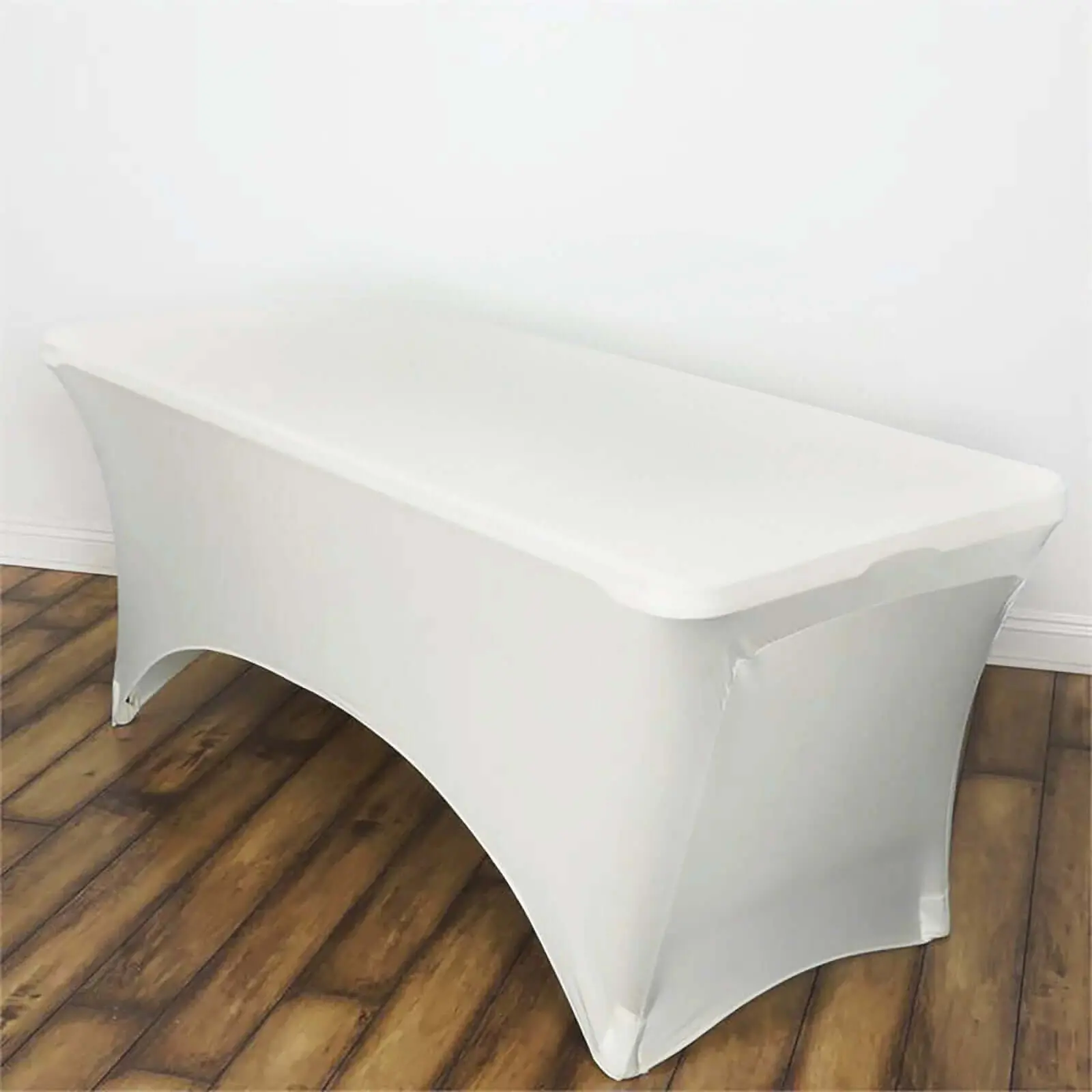 1 Rectangular Stretch Spandex Tablecloth - 6ft Ivory, Wrinkle Resistant Fitted Table Cover for Graduation, Prom, Bridal Shower