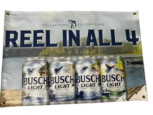NEW Busch / Busch Lite Reel In All 4 Fishing Outdoor Banner -3x5ft Lightweight Decoration