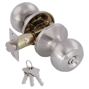 Matte Black Copper Entry Door Knob with Lock and Key - 1-3/8 to 1-3/4 Inches Hardware, 200,006 Cycles Durability, for Residential Front Entrances, Bathroom Doors, Commercial Spaces