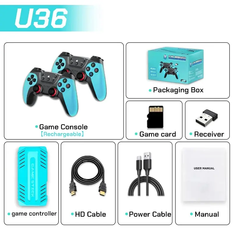 2026 New X10 Pro Retro Game Stick, 4K TV Game Console, 128G 50000 Games 50 Emulators with Gamepad