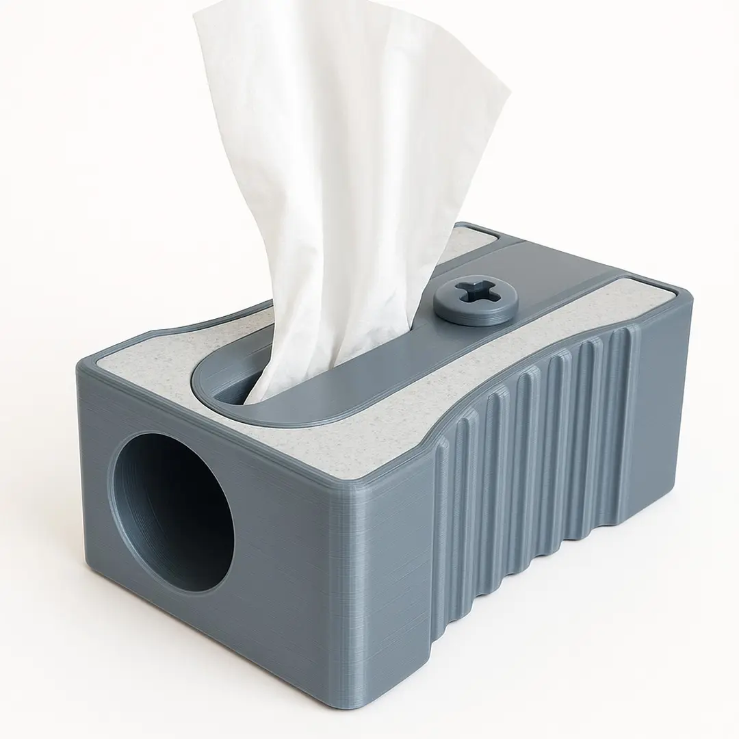 Oversized Giant Pencil Sharpener Tissue Box Cover - Design by eyf_design, Fits Standard Soft Tissue Packs, Funny Quirky Dispenser Holder with Giant Screw Detail for Classroom Desk Home Office Decor, Pack, Plastic