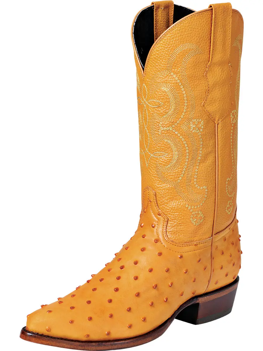 El Señor de los Cielos Men’s Western Boot - Ostrich Print Leather -  Butter 40837