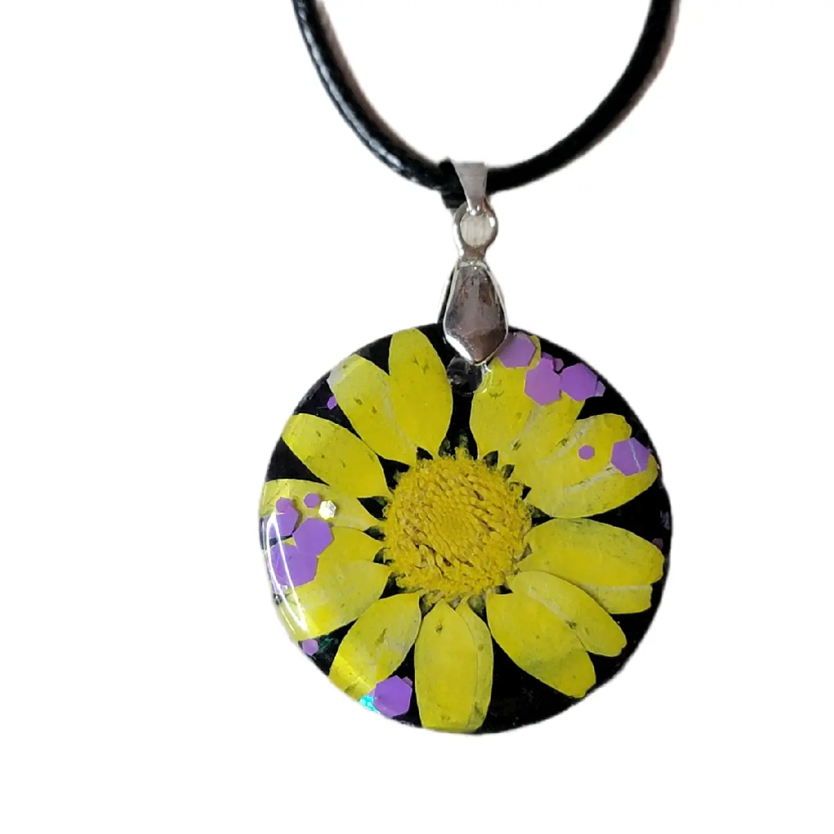 Yellow Flower Resin Pendant Necklace for Women - Elegant Jewelry gift