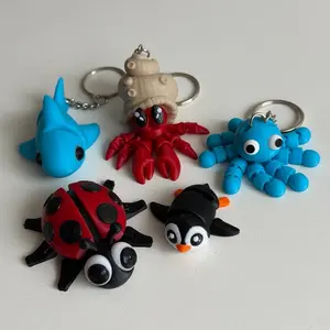 Cute 3D Printed Articulated Keychain/ Toy – Flexi Fidget Toy