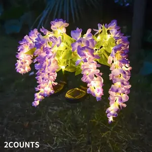 Solar Powered Vine Flower Light, 1 Box Waterproof Ground Inserted Light, Outdoor Decorative Light for Lawn Garden Terrace, Outdoor Landscape Lights, Garden Decorative Lighting