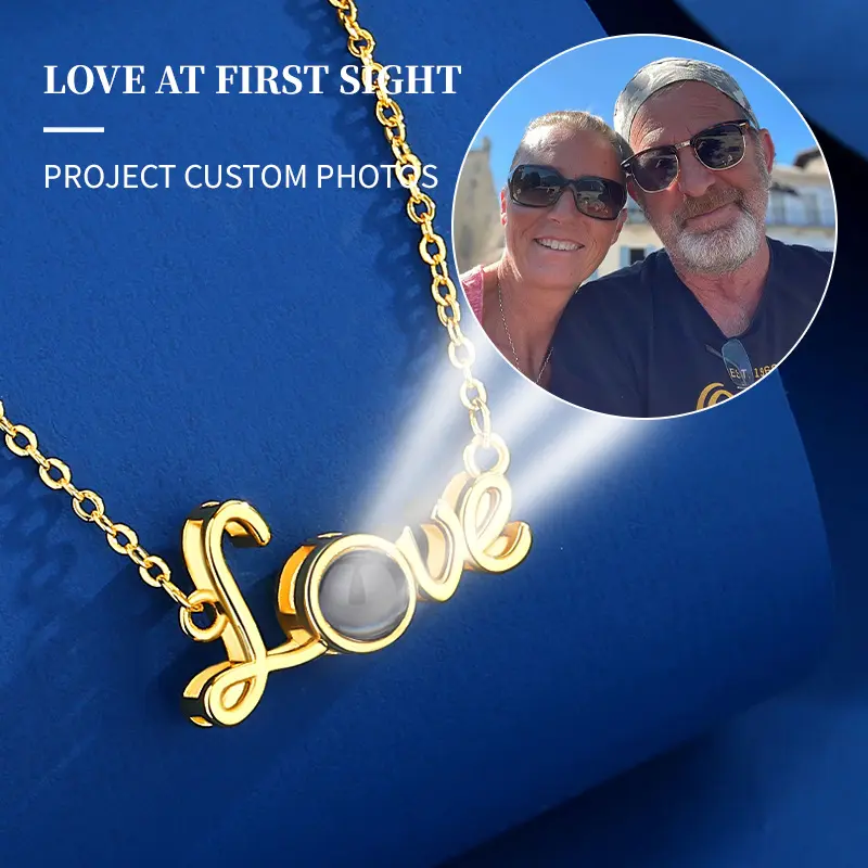 L&M Photo Customized Necklace HD Color Photo Projection  Letter Pendant Euro-American Trendy Personalized Birthday Christmas Gift for Parents Loved Ones Crystal Amulet Gifts for Girlfriend Mom Women Cute Gifts for Girlfriend,custom gift