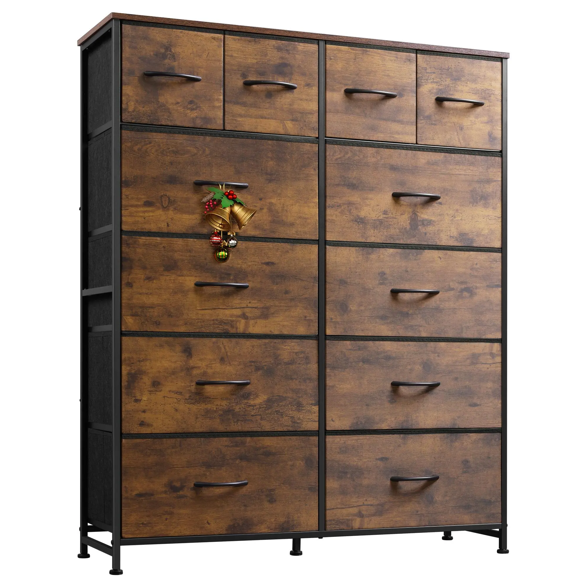 WLIVE Tall Dresser for Bedroom with 12 Drawers, Dressers & Chests of Drawers, Fabric Dresser for Bedroom, Closet, Fabric Storage Dresser with Storage Drawers, Wood Top