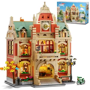 University Club House Building Set with Light,1629PCS City Campus Architecture Model with Painting Drama Baking Music Club, Home Decor Construction Building Block Gift for Adults Boys Girls 12+