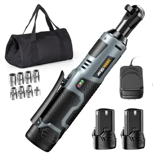 TaskStar Electric Ratchet Wrench 3/8 inch, 40 Nm Cordless Wrench Set with Variable Speed Trigger, 12V 2x 2Ah Batteries & Fast Charger, 1/4" Adapter &7 Sockets For DIY, Installation, Car Repair