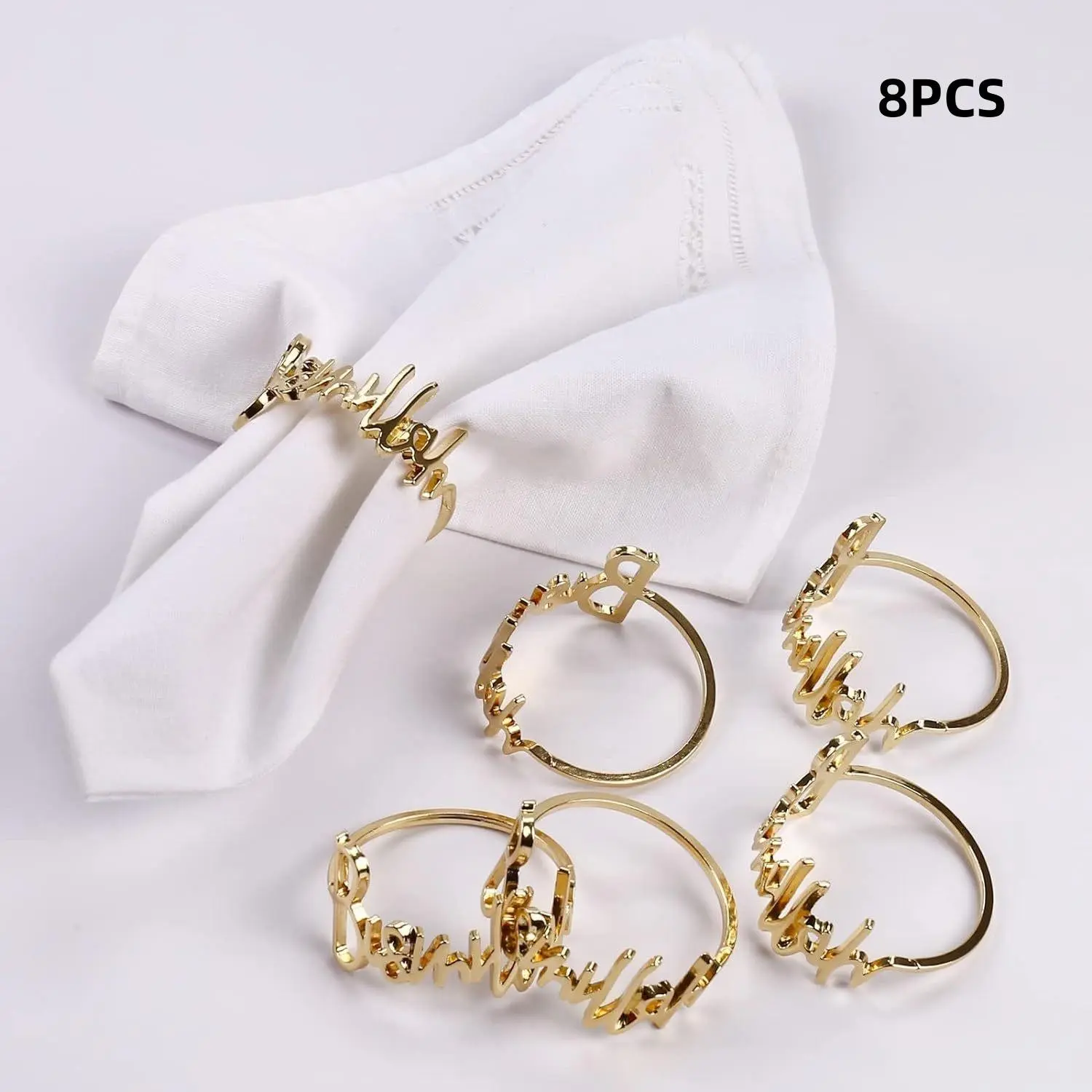 8 Bismillah Iron Napkin Rings, Islamic Ramadan and Eid Mubarak Festive Table Decor, Perfect for Suhoor and Iftar Gifts
