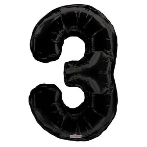 34" Black Number 3 Foil Balloon - Perfect for Any Milestone. Cod 19685-34