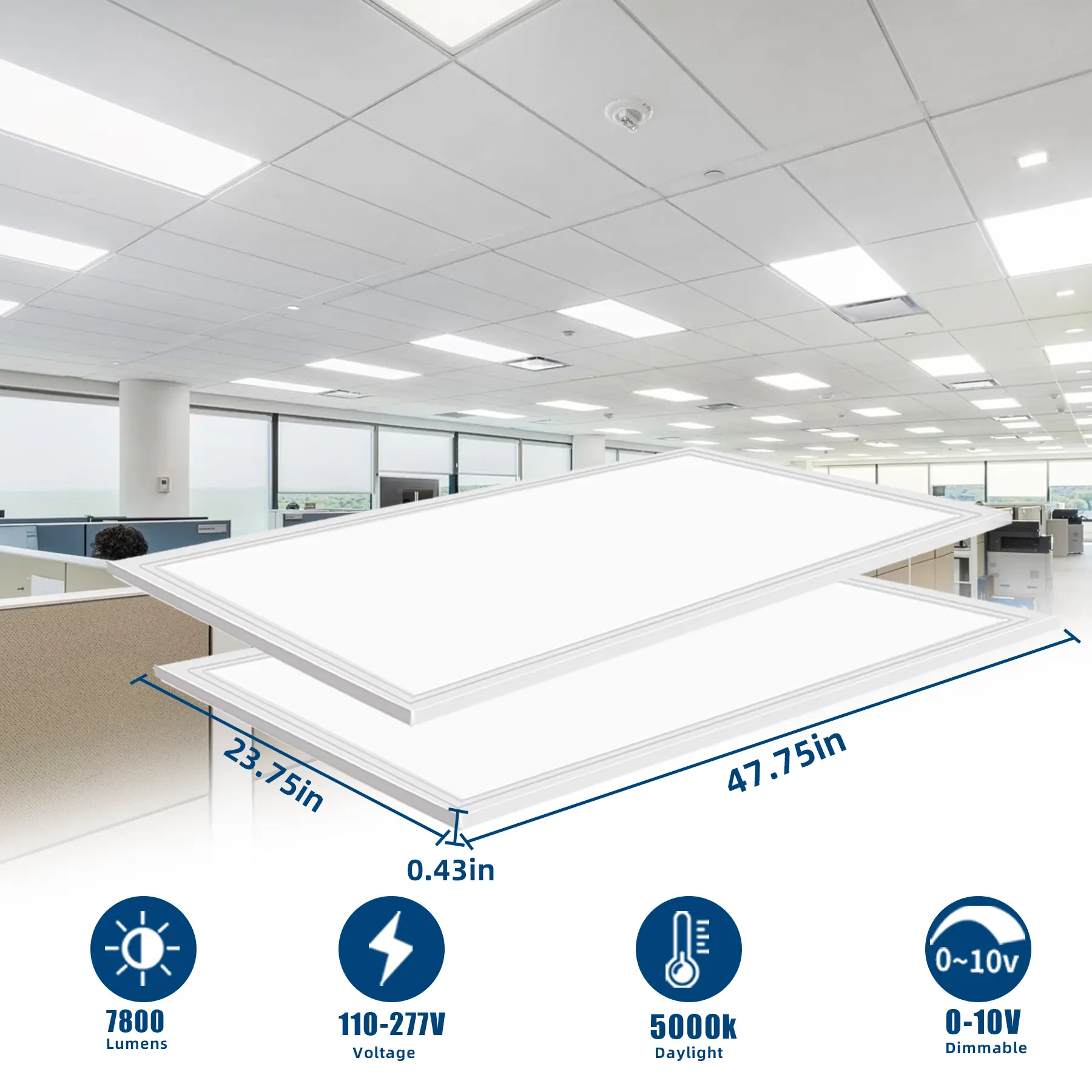 2x4FT LED Flat Panel Lights 0-10V Dimmable 24x48 Inch 55W 5000K 100-277Vac ETL Listed Ultra-Thin Recessed Ceiling Light Down Lights on a Ceiling Dust-Proof Mosquito-Proof Highly Sealed Design Lighting