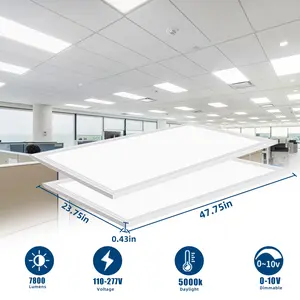 2x4FT LED Flat Panel Lights 0-10V Dimmable 24x48 Inch 55W 5000K 100-277Vac ETL Listed Ultra-Thin Recessed Ceiling Light Down Lights on a Ceiling Dust-Proof Mosquito-Proof Highly Sealed Design Lighting