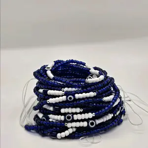Blue evil eye waist beads