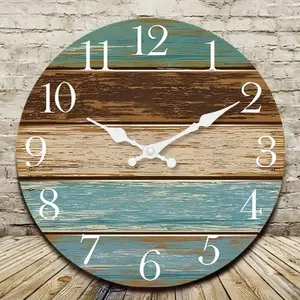 1 Large Retro Antique Wood Grain Pattern Wall Clock, 10-12 Inch Round Silent Battery Operated Wall Clock, Suitable for Living Room, Bedroom, Farmhouse, Kitchen, Home Decoration, Friend Gift (excluding Battery) Room Decoration