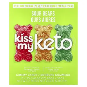 Kiss My Keto Gummy Candy, Sour Bears, 8 Bags, 0.88 oz (25 g) Kiss My Keto Gummy Candy, Sour Bears, 8 Bags, 0.88 oz (25 g)