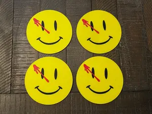 Watchmen Rorschach Smiley Themed 3D Printed Coaster Set 4 Free Holder Comic Book