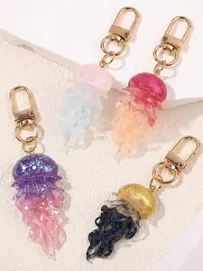 Ocean Series Colorful Jellyfish Keychain, Resin Drop Glue Jellyfish Pendant, Unique Accessory for Keys, Perfect Gift Idea
