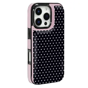 TPU Smartphone Casing for iPhone 12-17, Small Dot Design Cellphone Cover with Card Slot for Bank/Transportation Cards, Multi-Purpose Protection Phone Accessory