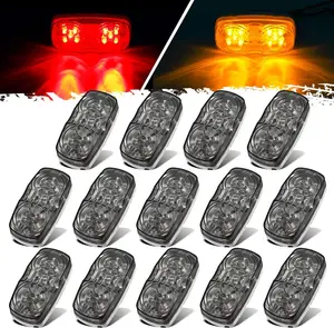 Partsam Double Bullseye led Light Side Marker Clearance Light Smoke Lens 14x Red/Amber