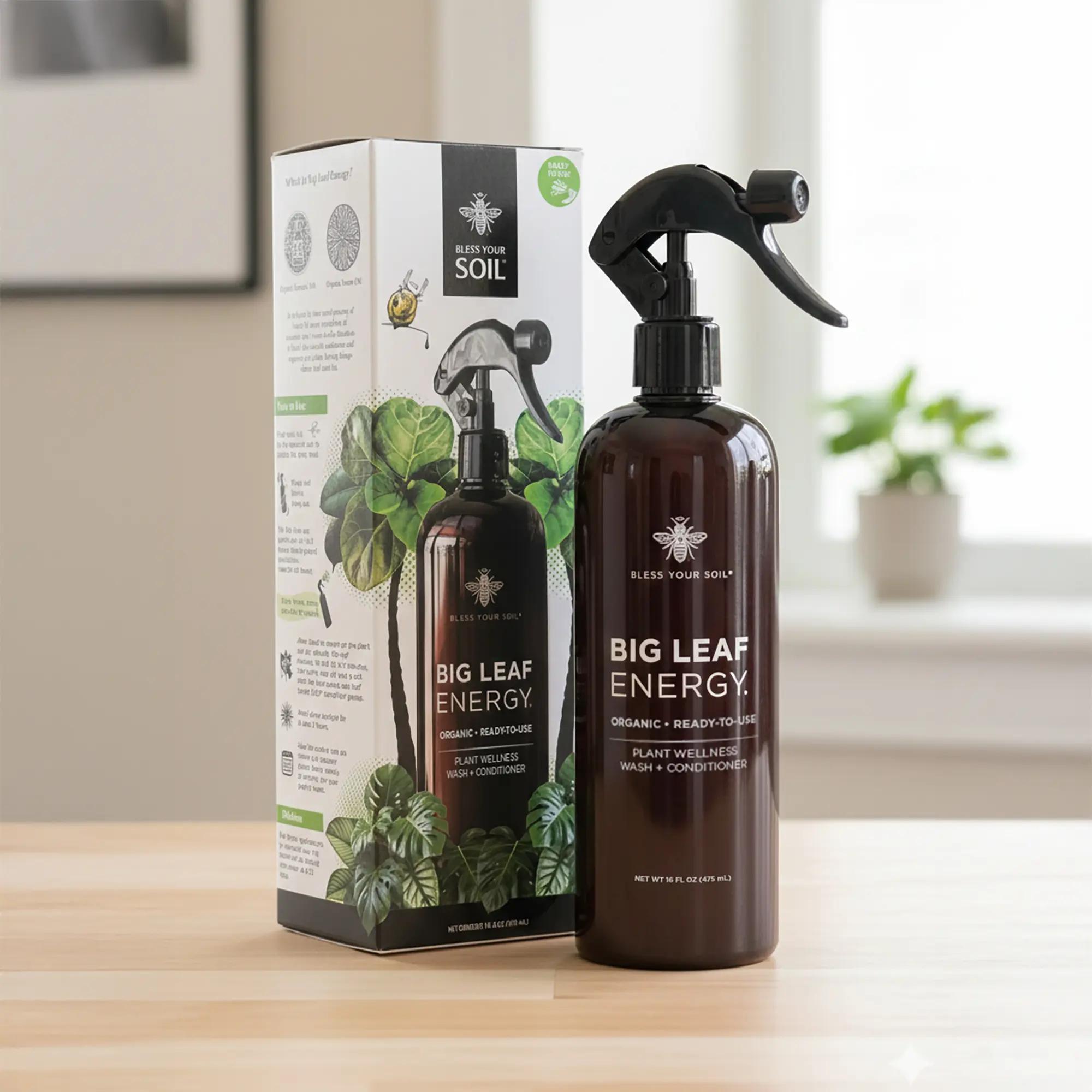 Neem Oil Spray for Plants, Big Leaf Energy (16 FL OZ) - Organic Essential Oil Plant Wash to Protect Houseplants and Gardens - Made in USA
