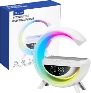 Table Lamp Smart Alarm Clocks Alarm Clocks for Bedrooms White Speaker Wireless Charger Smart Light Sound Machine  Night Light Lamp Sunrise Alarm Clock Restroom Bedroom