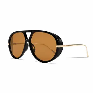 Retro Glamour Gold Metal Aviator Sunglasses for Women Men 70s Vintage Oversized Black UV Protection 2026