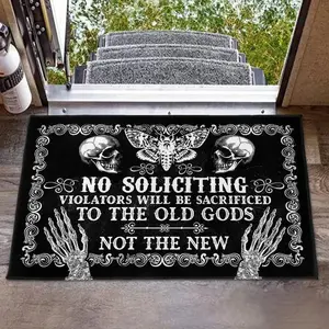 No Soliciting Halloween Door Mat Welcome Door Mat Outdoor RV Rug Funny Halloween Skull Doormat Outdoor Entrance Floor Bath Mat Halloween Carpet 2024