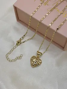 14k Gold Plated Heart Nugget Earrings & Necklace for Women - Jewelry Set