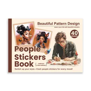 PRSTINCOL Transparent Waterproof Adhesive Vinyl Sticker Book - 40 Sheets, 289 Pcs Vintage Aesthetic Adhesive Vinyl Decal for Journaling, Scrapbooking