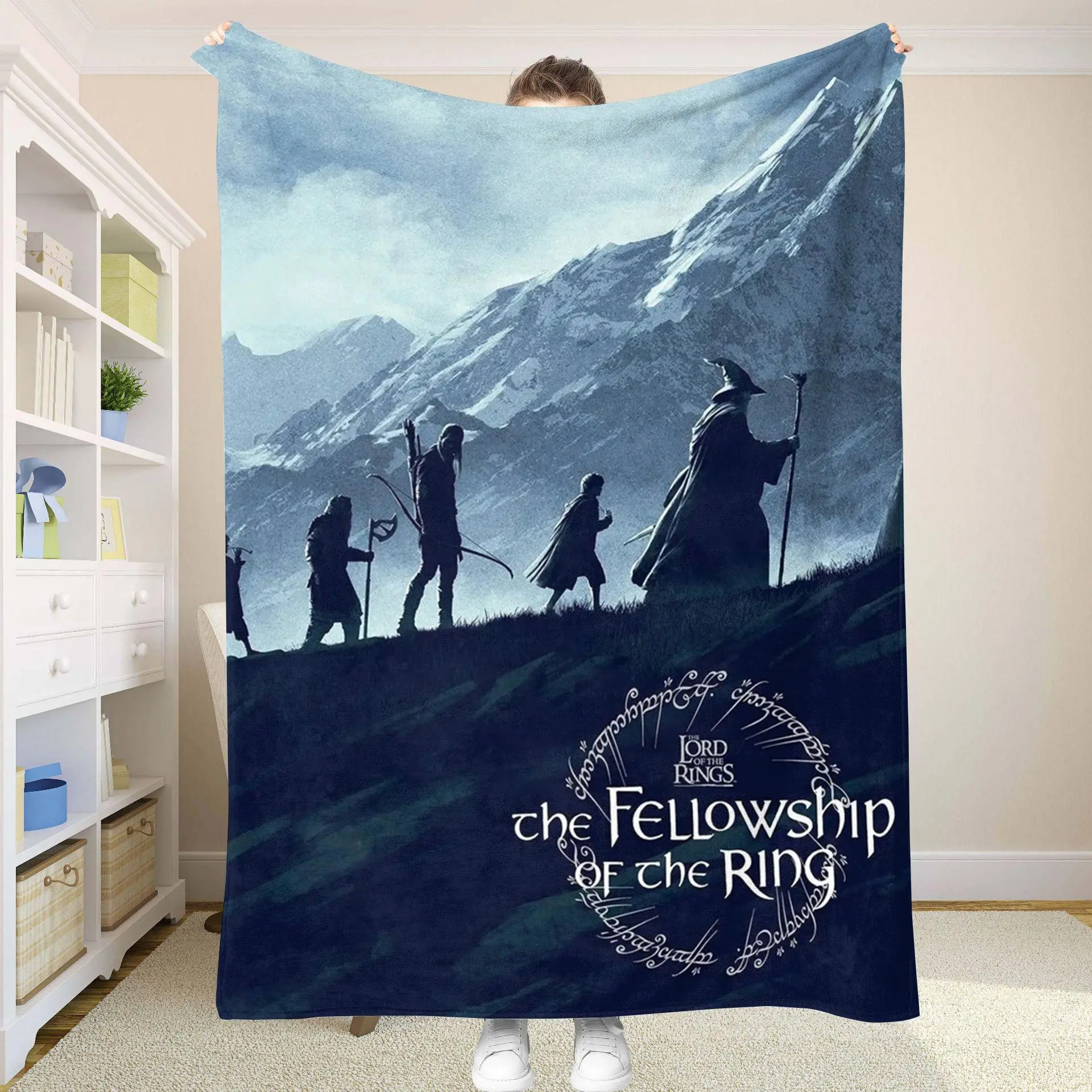 Lord Of The Rings Flannel Blanket Ultra Soft Fluffy Material Official Themed Design All Season Comfort Perfect Sofa Bed Home Decor Machine Washable Durable Daily Use Essential