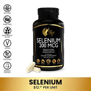Coco March N.M.D Selenium 200 MCG Mineral Supplement for Adults - 90 Capsules per Container, Antioxidant Support for Thyroid Function & Immune Health