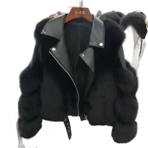 Winter New Women Spliced Coats Irregular Leather Zipper Turn Down Collar Jackets Streetwear Thick Warm Solid Coat High Top