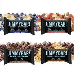 JiMMYBAR! Creatine Protein Bar VARIETY PACK - 20g Protein, 5g Creatine, Boosted with Collagen - Chocolate Peanut Butter & Double Fudge Brownie - Strawberry & Blueberry Lemon - Homemade Natural Snack - America's Best Protein Bar,summerwins