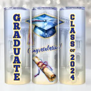 Graduate Class of 2024 Tumbler Wrap 20oz Skinny Tumbler Graduate Gift Tumbler Graduation Tumbler Drinkware Flasks Printed Portable Water Bottles Mug Bottles Bottled
