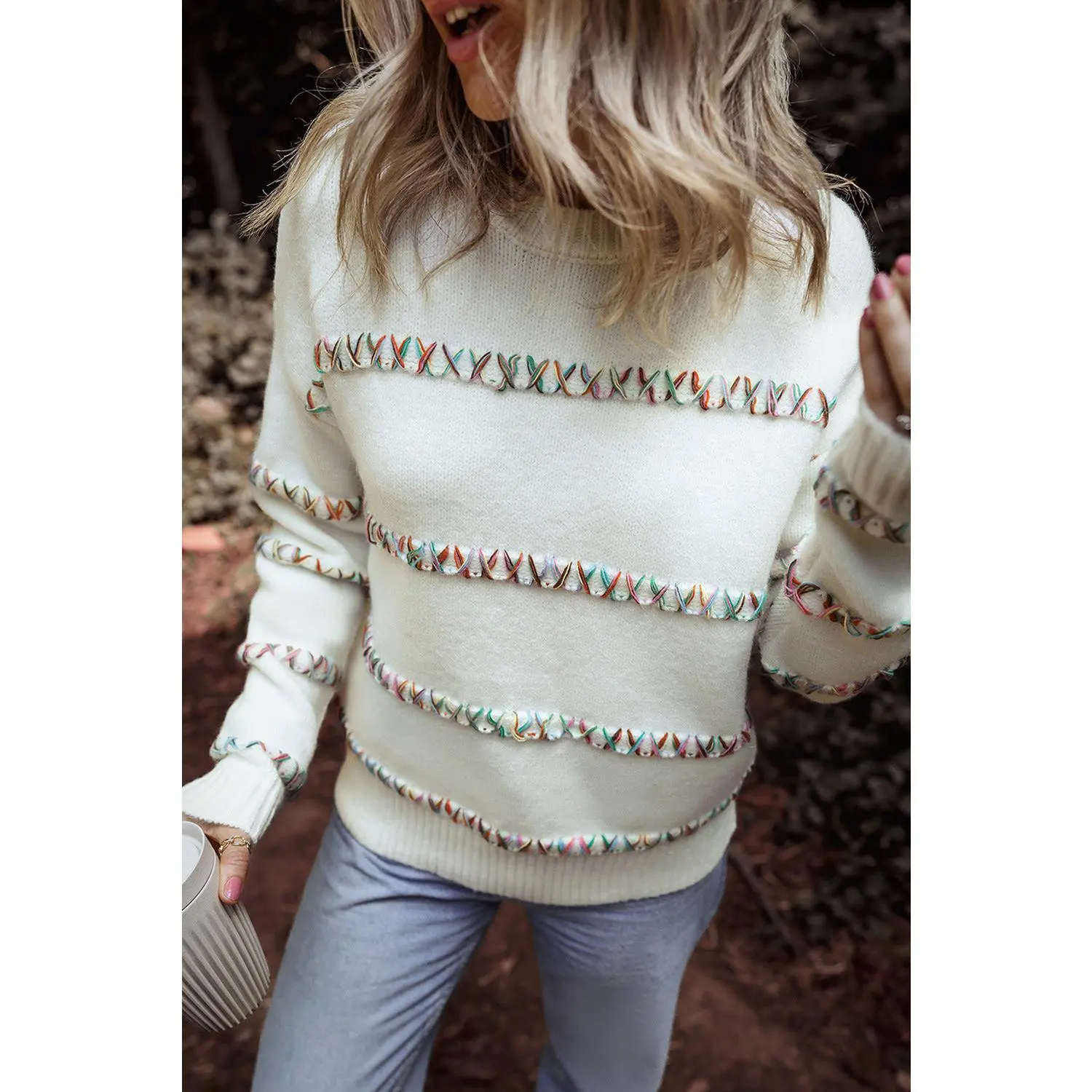 Braelyn Colorful Crossed Stitch Sweater