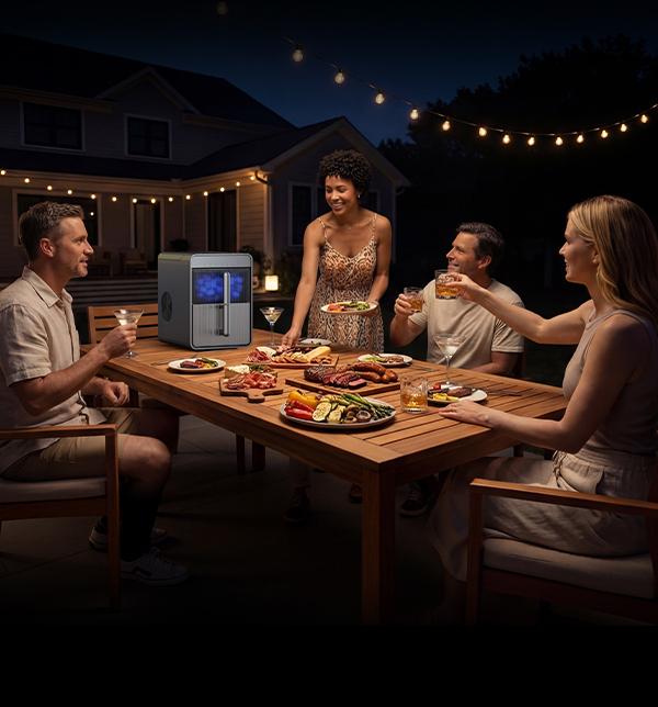 Upstreman Ice Maker Machine, Ice Cube Machines with 6-Minute Quick Ice Production, Insulated Water Tank and Ice Container, Ice in Two Sizes, Digital Control, LED Light and Self-Cleaning Mode, Portable Ice Maker for Kitchen/Home/Office/Party/RV