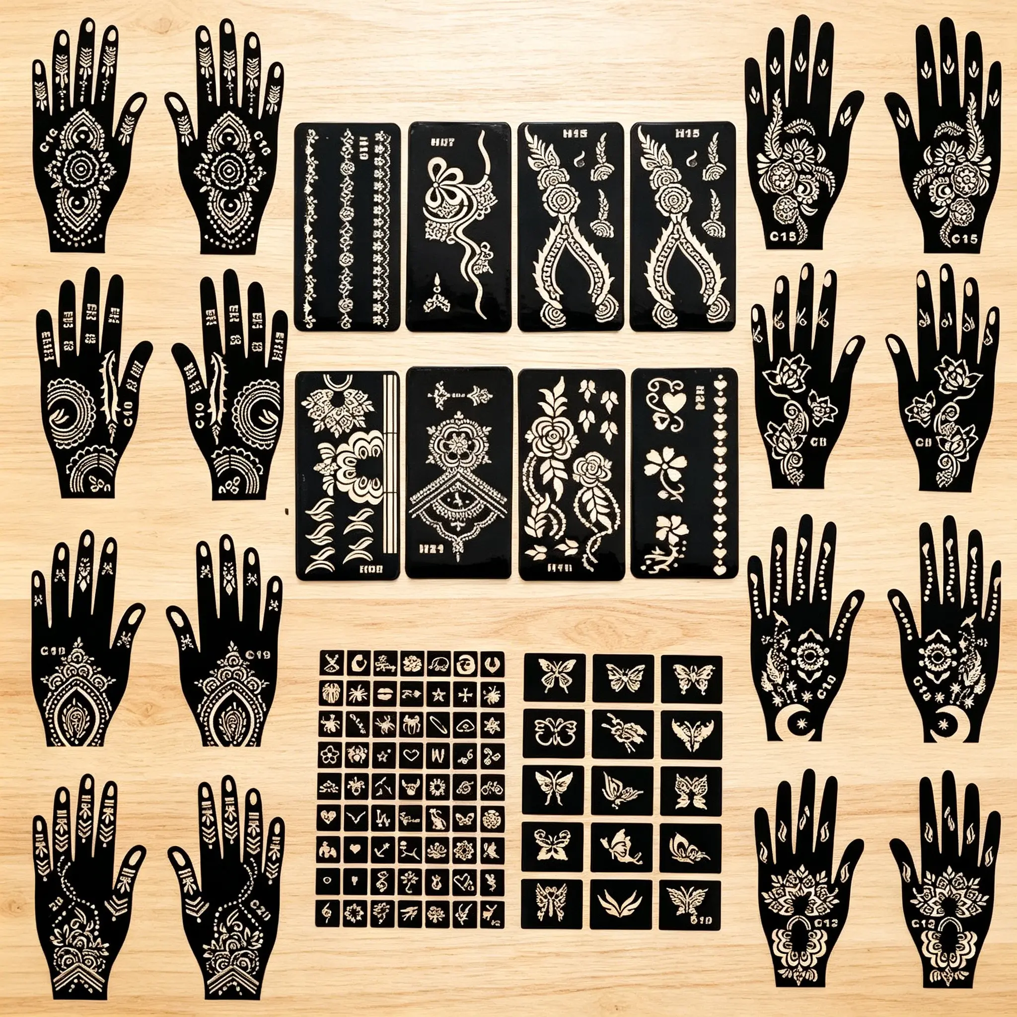 Hand-drawn hollow tattoo stencil set. Waterproof and durable. User-friendly for all people. Create trendy tattoo designs easily for stylish looks