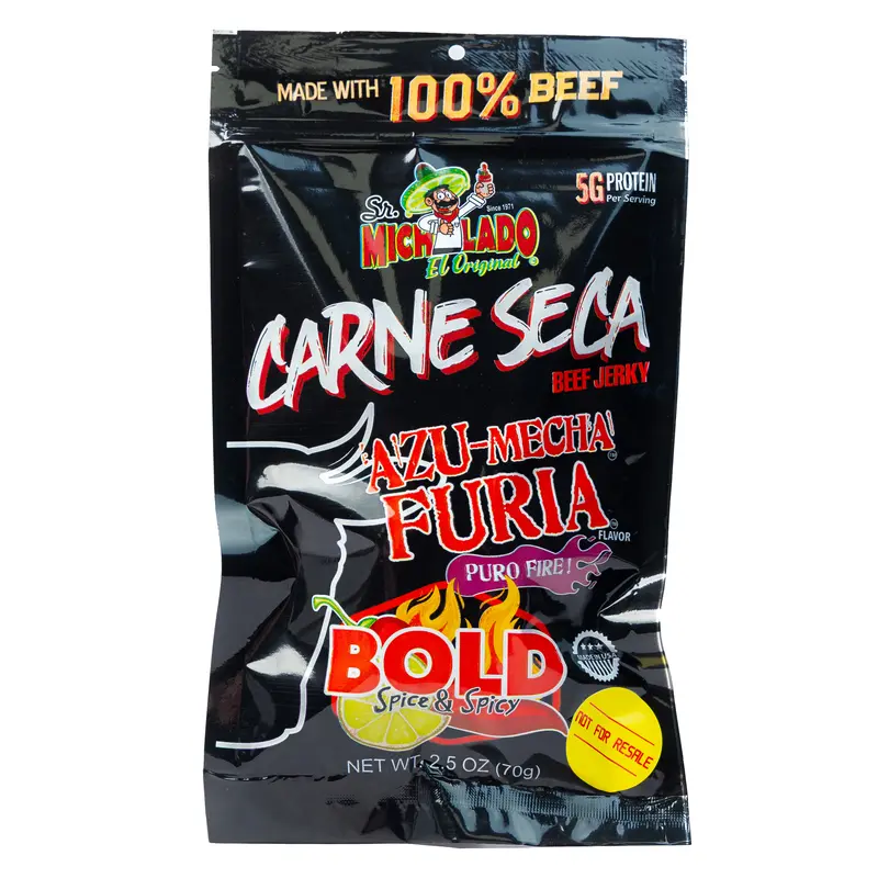 Sr. Michelado Carne Seca - Crunchy Beef Jerky - Azu Mecha Furia BOLD 2.5oz