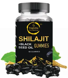 Yogivita Himalayan Shilajit Gummies with Black Seed Oil – Daily Supplement for Energy, Stamina & Vitality Support – Natural Herbal Formula – Vegetarian, Non-GMO, GMP Certified – 60 Gummies (30 Day Supply)