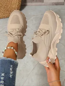 Women's Fashionable Lace Up Low Top Sneakers, Casual Comfortable Sports Running Shoes, Lightweight Breathable Sneakers for Daily Wear, Outdoor Sneakers, Jogging Shoes, Workout Sneakers, Casual Running Footwear