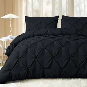 King Size Comforter 7 - a Bag King for, Pintuck Comforter Sets with Comforter, Flat Sheet, Sheet and Pillowcases  Shams, Black