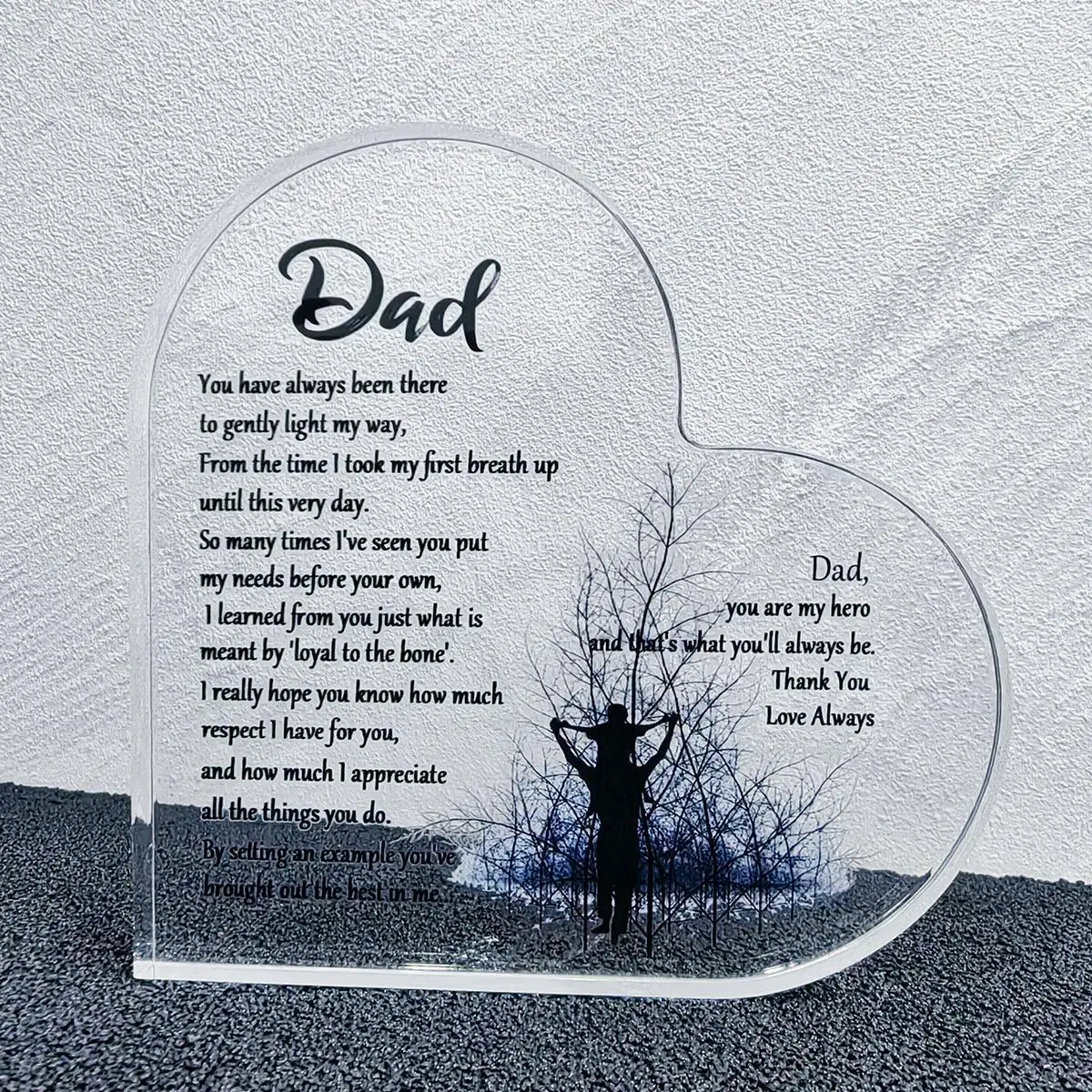 Room Decor Heart Shaped Dad Acrylic Ornament, Modern Acrylic Plaque, Plaque Gift, Home Decor for Living Room Bedroom Office