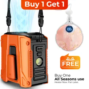 [Buy 1 Get 1] FrSara Waist Fan, 8000mAh PowerBank, Portable Rechargeable Clip On Belt under Shirt, Personal Wearable Cooling Device Air, w/ Lanyard, Light, 5-Speed, 16H Run-time, LED Display, Powerbank for Men Women, OutdoorWork, Golf, Camping